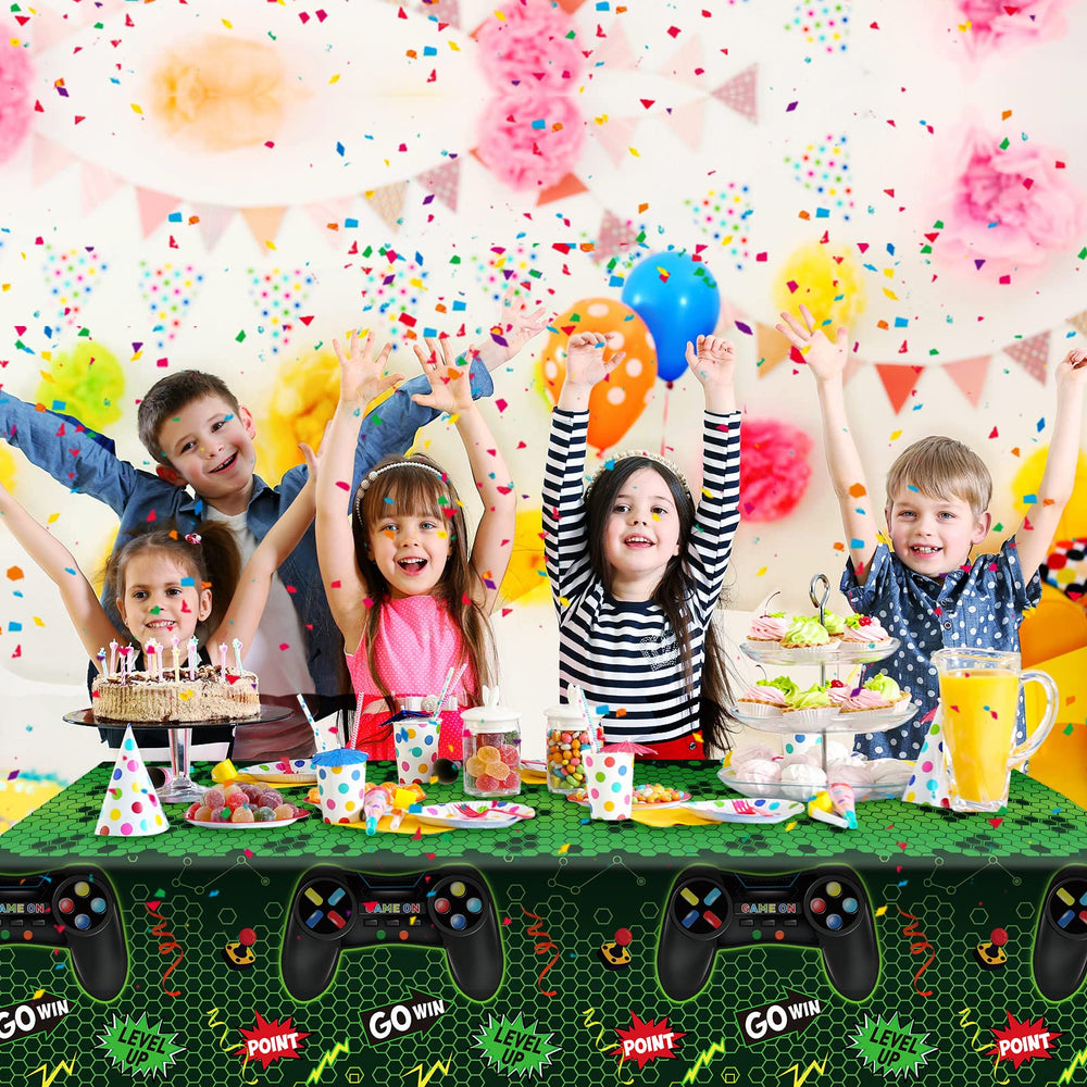 Tatuo video game table cover in green for birthday parties
