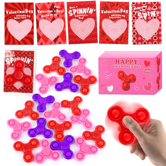 TATWOQ red Valentines spinner close-up showing durable classroom-ready design