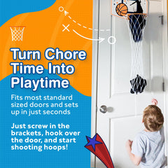 Taylor Toy mesh basket holds clothes while saving floor space in small rooms.