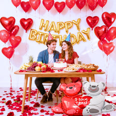 Tayuvira 12in red heart-shaped latex balloons enhance accents and photo moments.