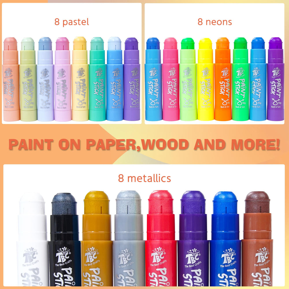 A child uses TBC The Best Crafts paint sticks for smooth drawing and bright color.