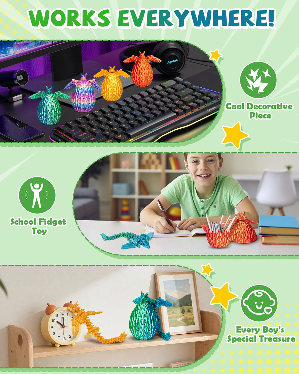 TBOLINE eco-friendly PLA dragon egg set; safe classroom and gifting option.