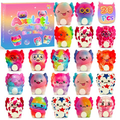 Tcnroy axolotl squishy 20-pack colorful designs for kids' play and gifting