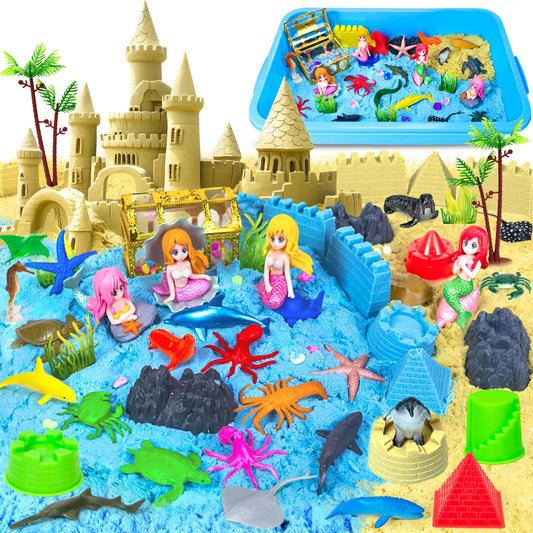 Tcvents mermaid sensory bin with lid for mess-free indoor play