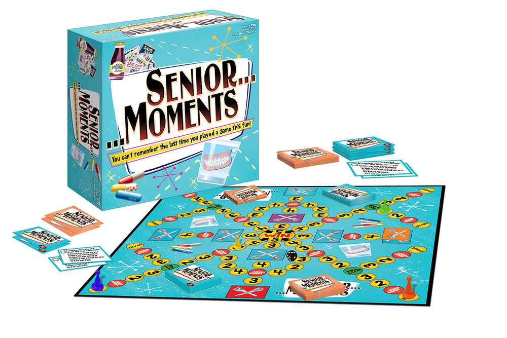 TDC Games Senior Moments memory game deck shown for social party fun