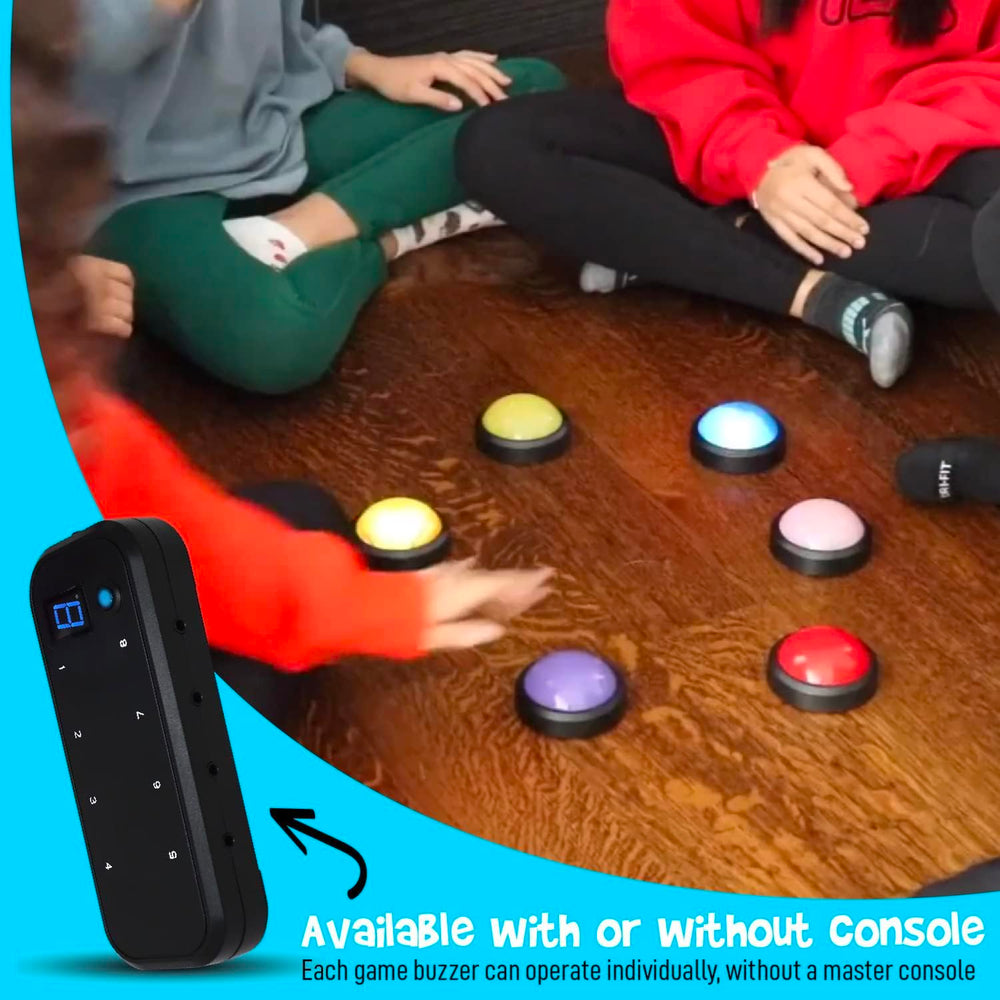 Teacher's Choice light-up buzzer system illuminated buzzers during live game.