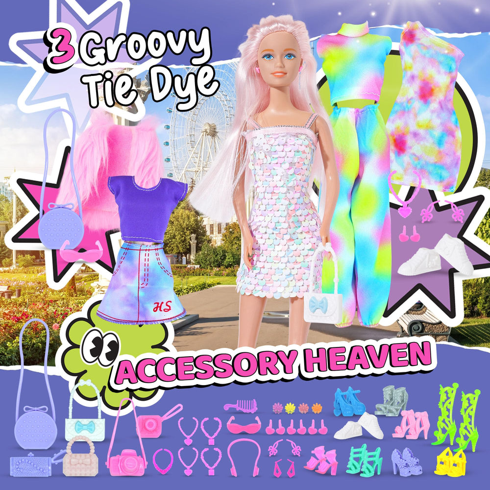 Team Power cotton candy fashion set in soft fabrics.