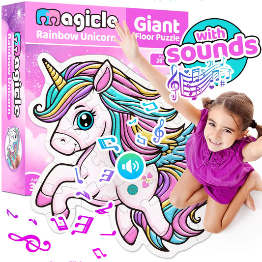 Team Power Music and Sound Unicorn Floor Puzzle β oversized rainbow unicorn for imaginative play.