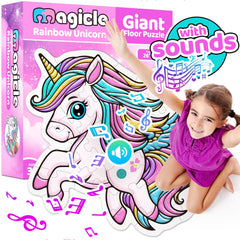 Team Power Music and Sound Unicorn Floor Puzzle — oversized rainbow unicorn for imaginative play.