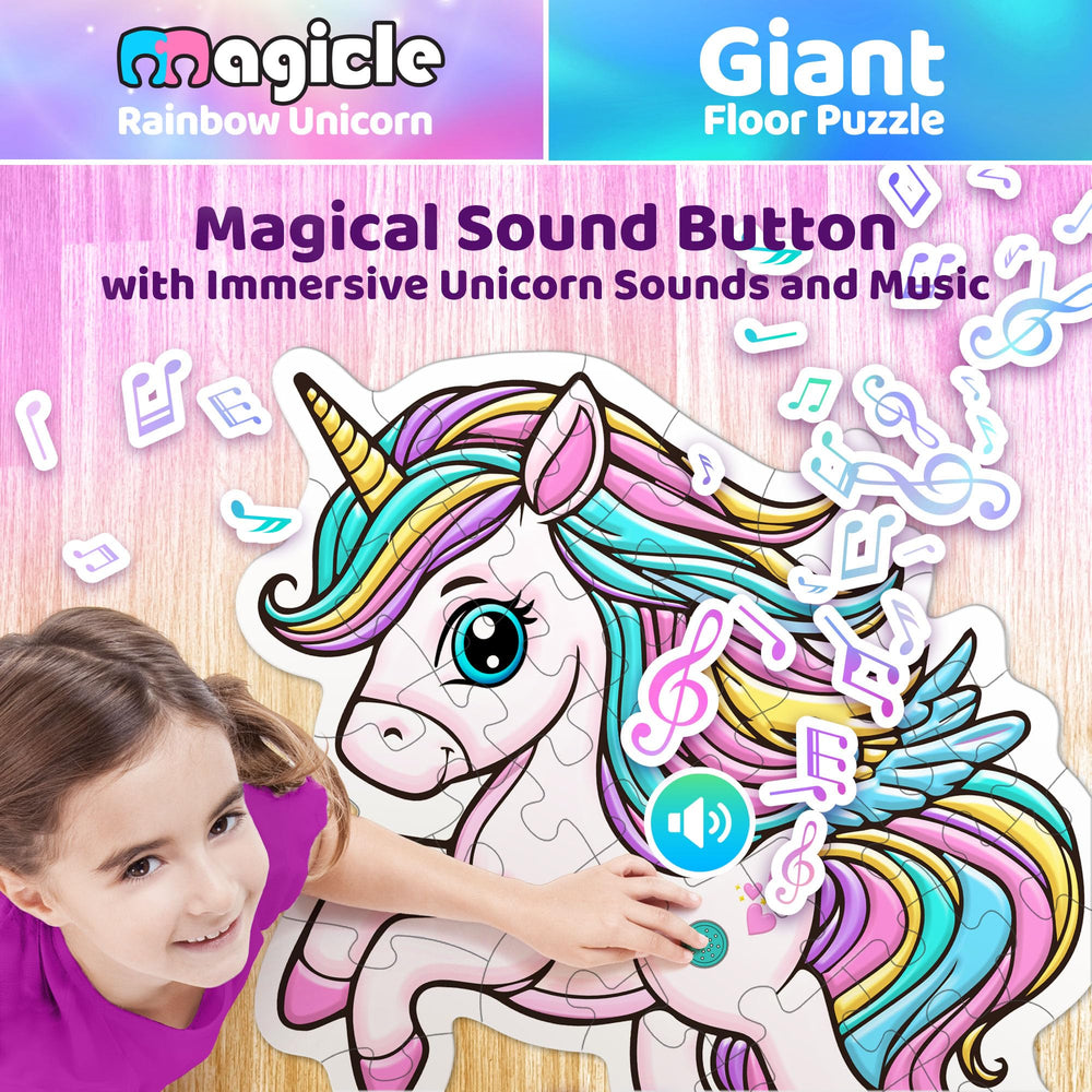 Team Power Music and Sound Unicorn Floor Puzzle — button-activated sounds enhance active engagement.