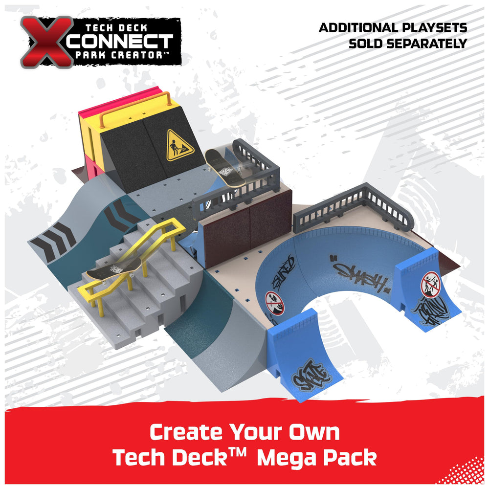X-Connect Park Creator enabling bowl drops and rail grinds in flexible setups