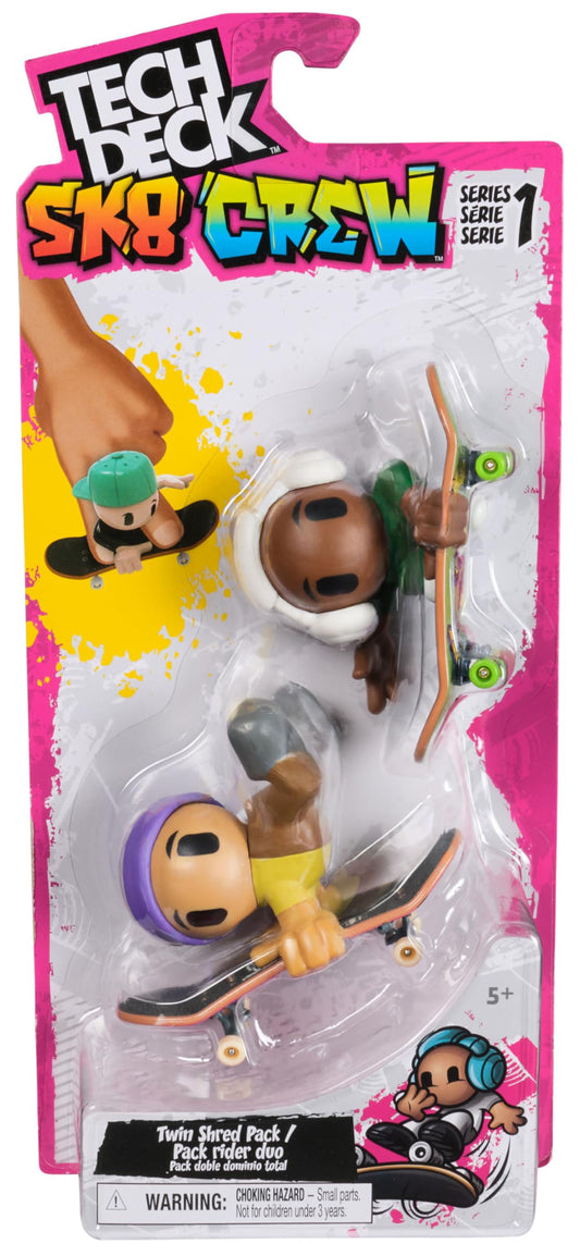 Tech Deck Sk8 Crew 2-Pack front view for tactile play and collectability.