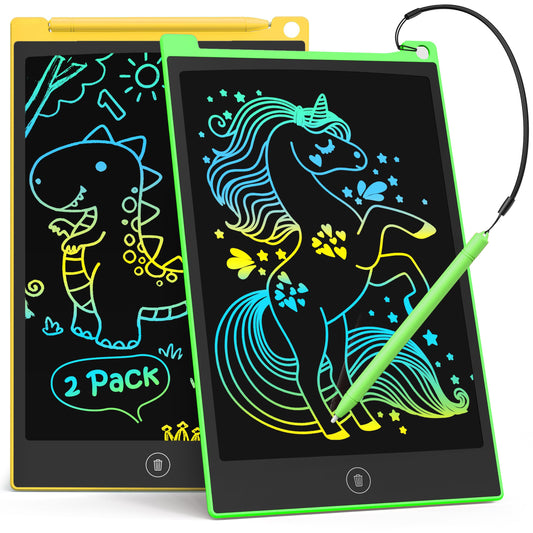 TECJOE 2-pack LCD writing tablets in blue and pink for on-the-go doodling