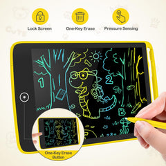 Close-up of the erase button on TECJOE LCD writing tablet, easy reset of drawings