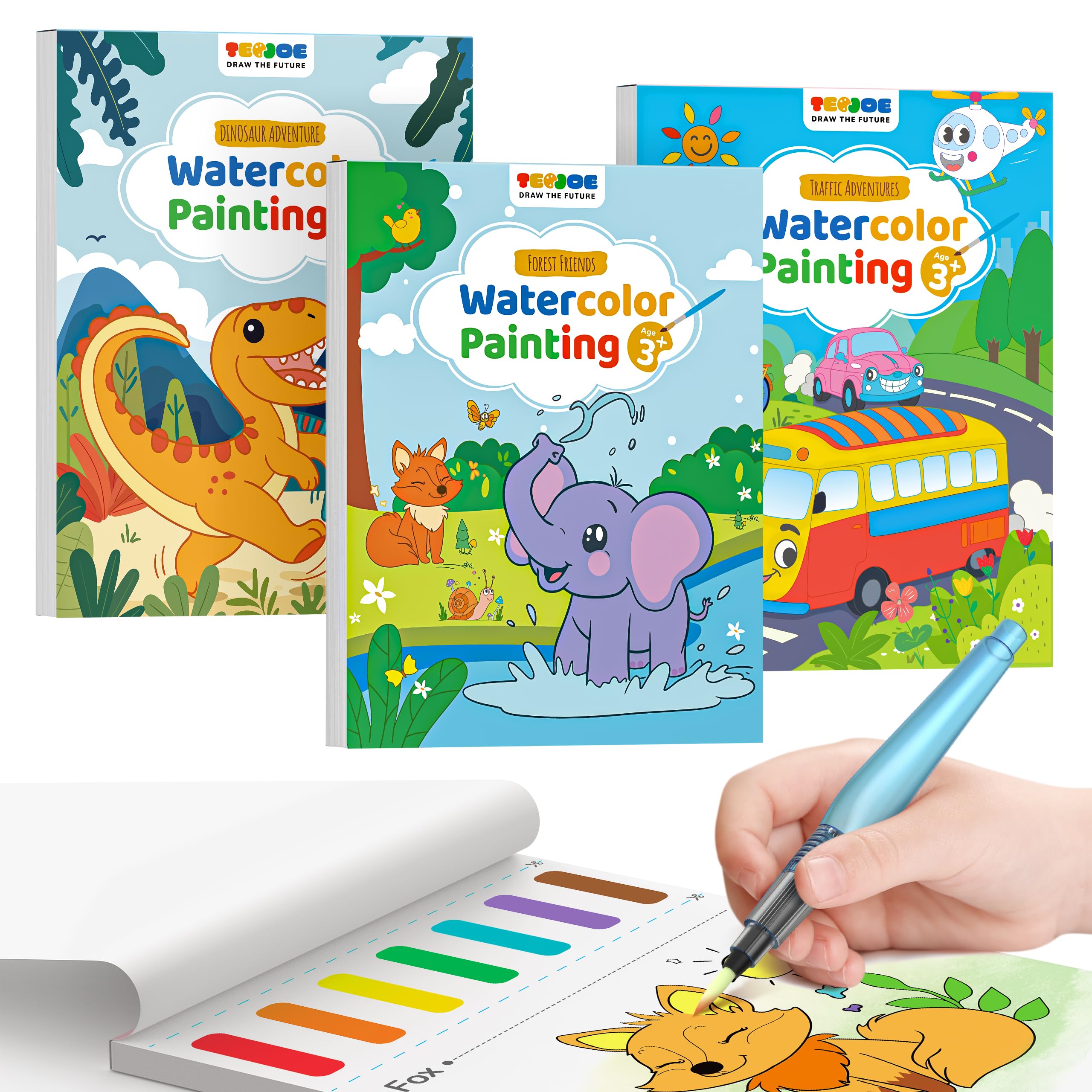 TECJOE forest watercolor page sparks imaginative play and color exploration.