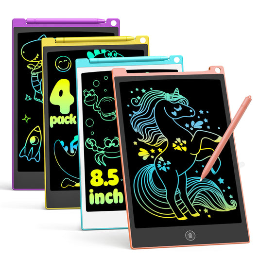 TECJOE four-pack LCD drawing tablets offer colorful doodle boards for mess-free creativity on the go