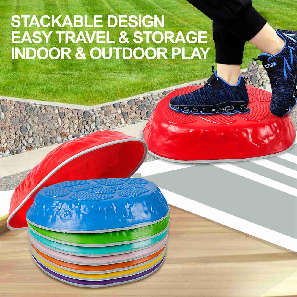 TECKMICO stepping stones suitable for indoor and outdoor play anywhere.
