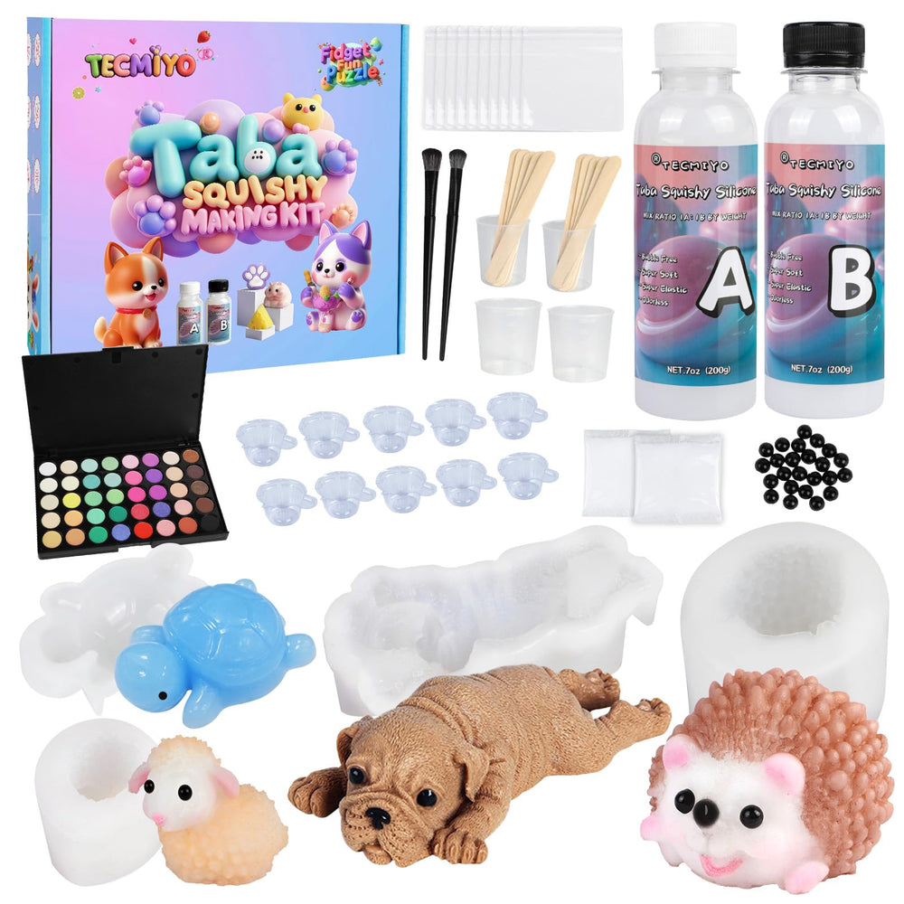 TECMIYO DIY Taba kit includes animal molds for creative at-home squishies.