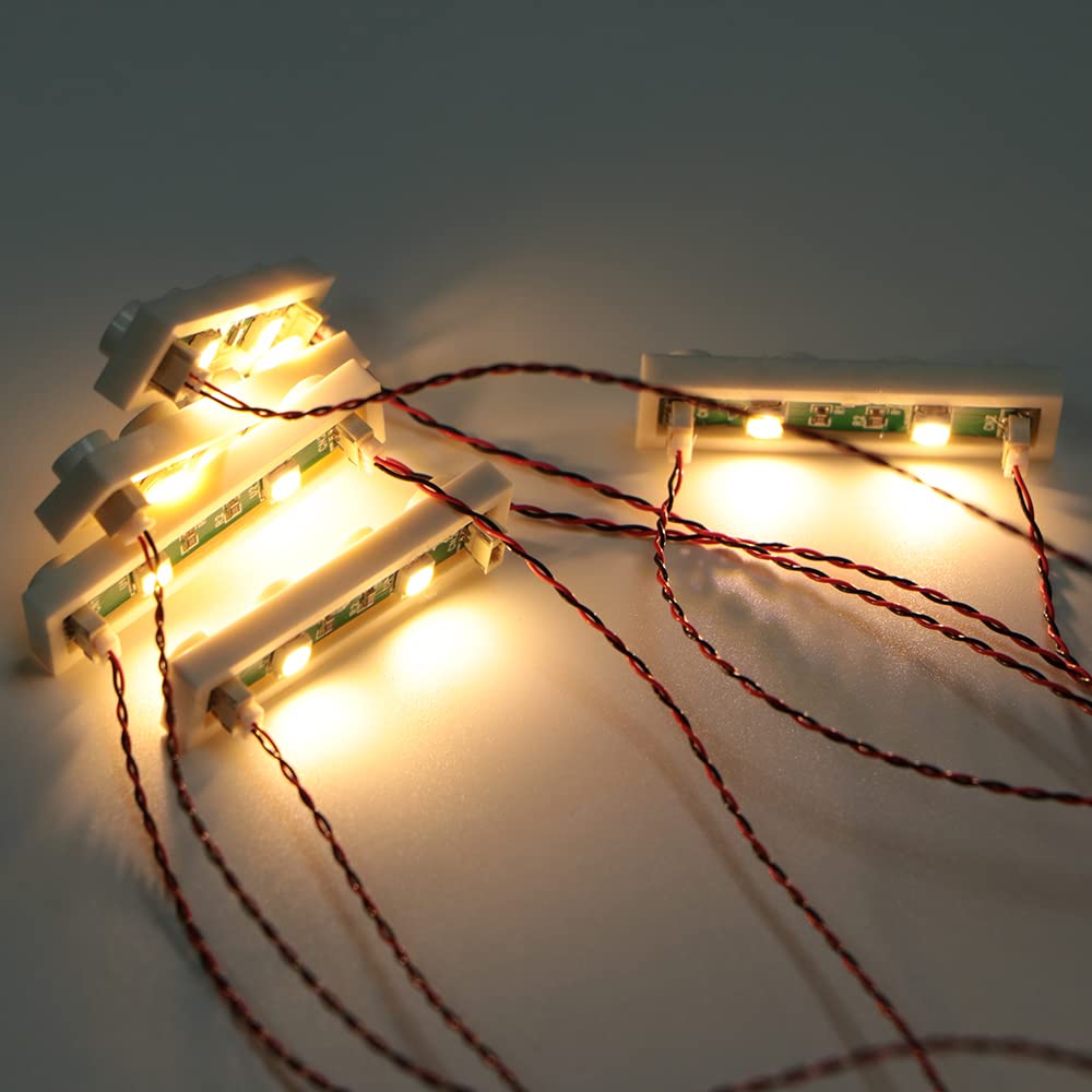 TEDDOO 20pcs LED light bars on 1x4 bricks illuminate LEGO builds with warm ambient glow.