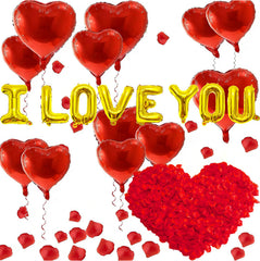 Tedercle I Love You balloon set with heart shapes for romantic celebrations