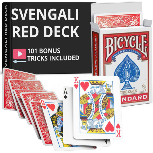 Ted's Sterling Magic precision red rider back deck close-up for precise card handling during tricks