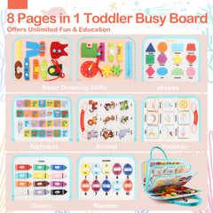Teefrye Busy Board life skills zip and button page supports practical dressing play.