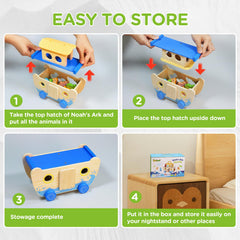 Teekdeer Noahs Ark toy pull rope and wheels encourage active play