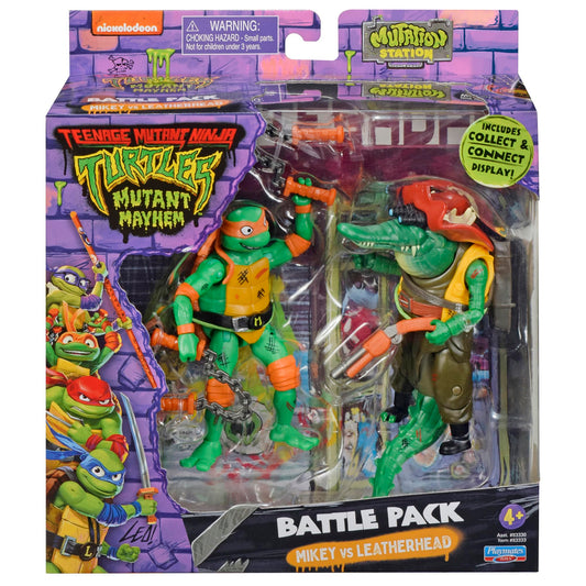TMNT Michelangelo vs Leatherhead battle diorama display for collectors