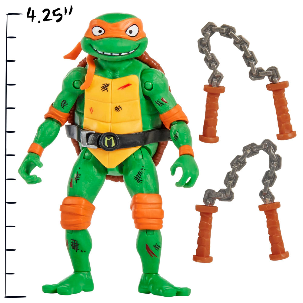 TMNT Michelangelo vs Leatherhead display case with diorama background