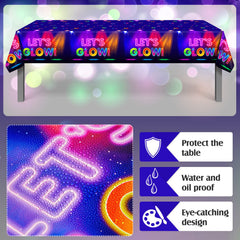 Tegeme glow in the dark tablecloth illuminated under UV light