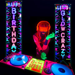 Tegeme neon party decor with poles and ropes simplifies hanging and display