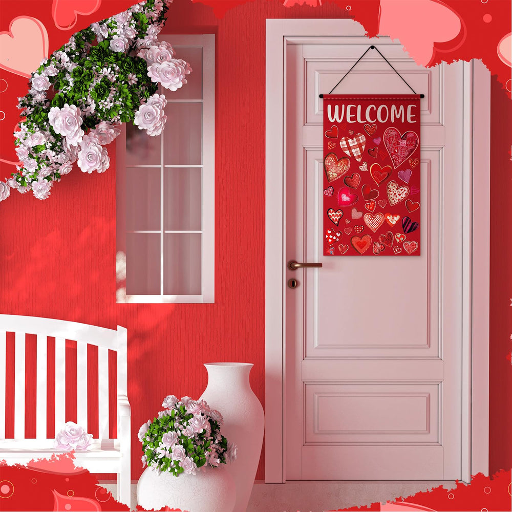 Tegeme Valentine banner decor on wall or window creates cozy atmosphere.