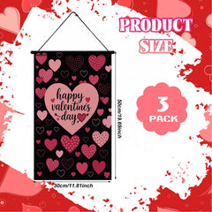 Tegeme heart banners pink and red display on wall for romantic decor.