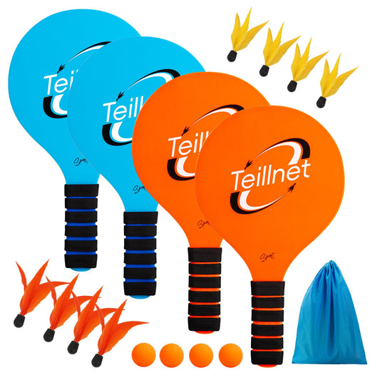 TEILLNET Paddle Ball Set paddles close-up showing durable plywood and nano-coating