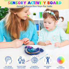 Teirdth sensory activity board 12 strings close-up highlights tactile stimulation