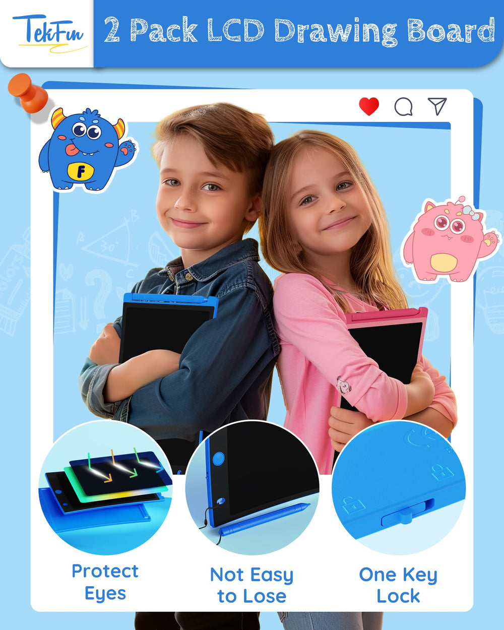 TEKFUN eco-friendly two-pack doodle board for shared family art