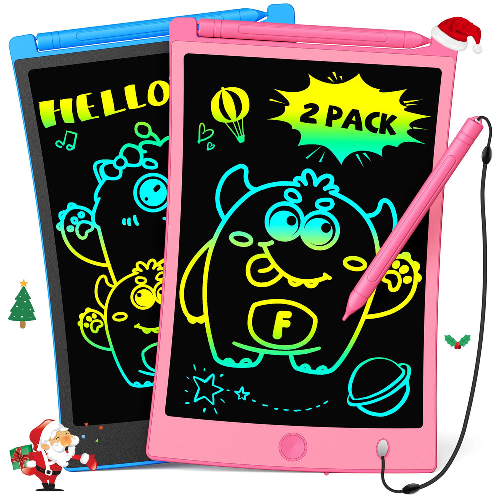 TEKFUN Kids LCD writing tablets in a two-pack for mess-free car trips and learning
