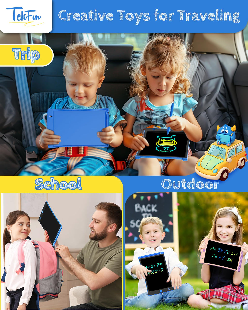 TEKFUN packaging shows four brushes included with two tablets