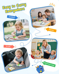 TEKFUN travel-friendly dinosaur learning kit ready for trips and drives.