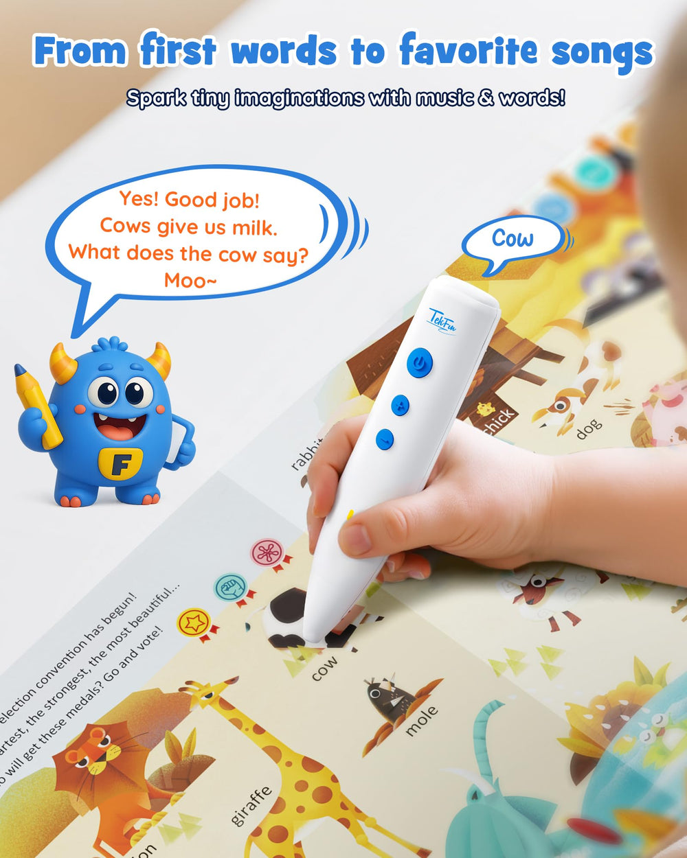 TEKFUN voice reading interaction shows instant feedback for independent learning