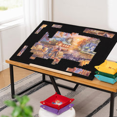 Tektalk enclosed puzzle board minimizes dust and pet interference.