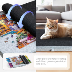 Tektalk jigsaw table cover protects unfinished puzzles from dust and pets