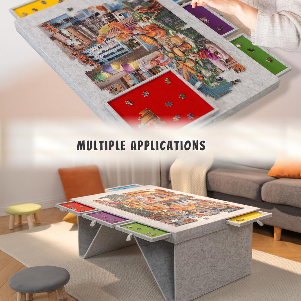 Tektalk lightweight puzzle table is easy to move between rooms