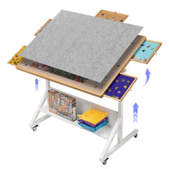 Tektalk puzzle table with angle adjustment for ergonomic solving on large puzzles