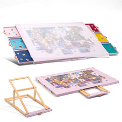 Tektalk puzzle table with cover protects pieces from dust during puzzling.