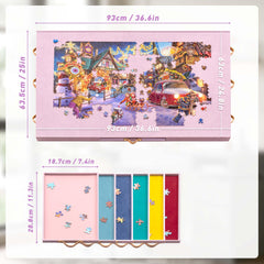 Tektalk six velvet drawers organize puzzle pieces by color for sorting.