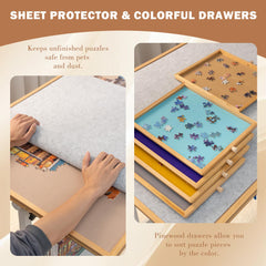 Tektalk puzzle table surface protector shields pieces from dust during breaks