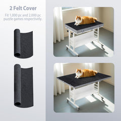 Tektalk two felt cover boards protect unfinished puzzles from dust