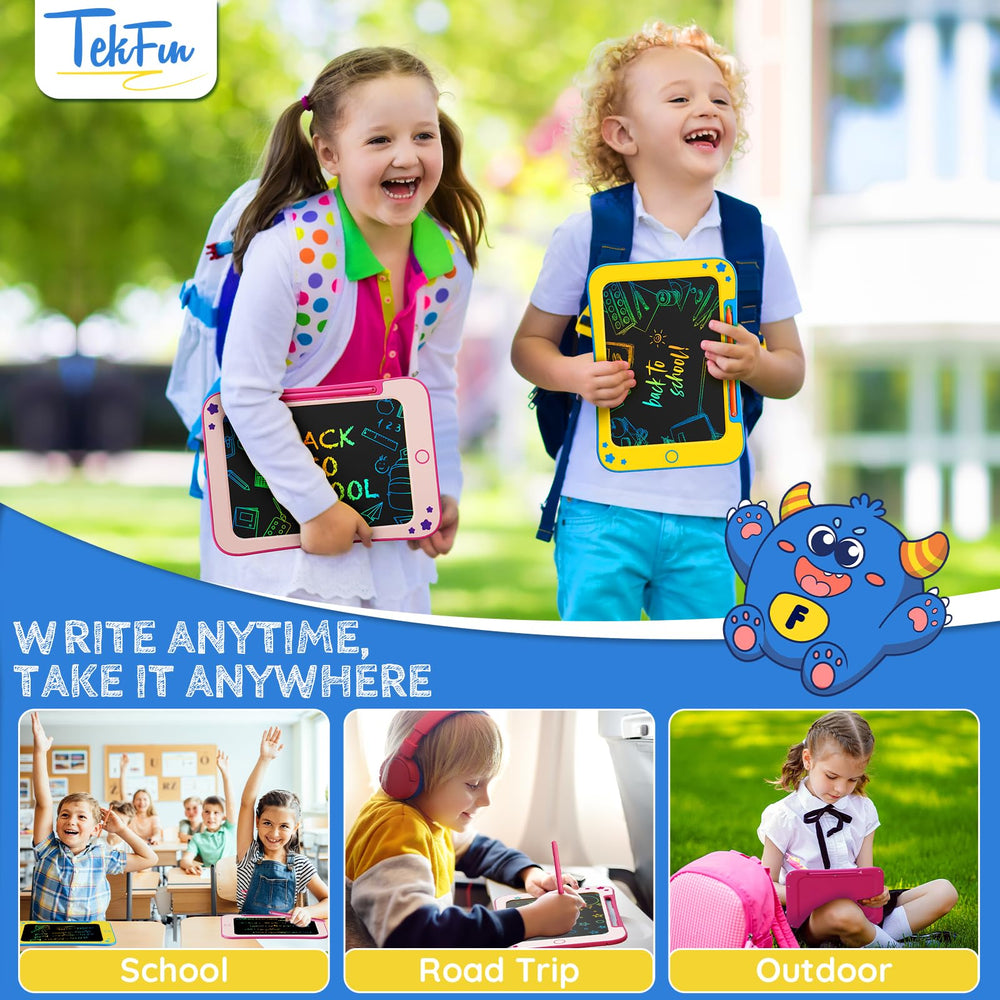 Compact TEKFUN doodle board easily fits into a bag for travel