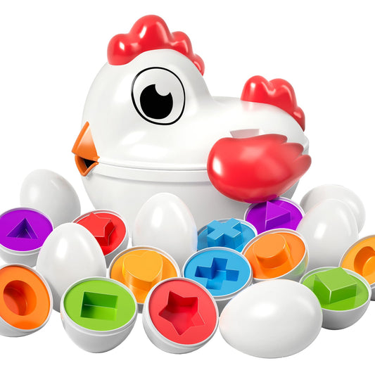 TEMI color-sorted Easter eggs with a hen case for color and shape matching.